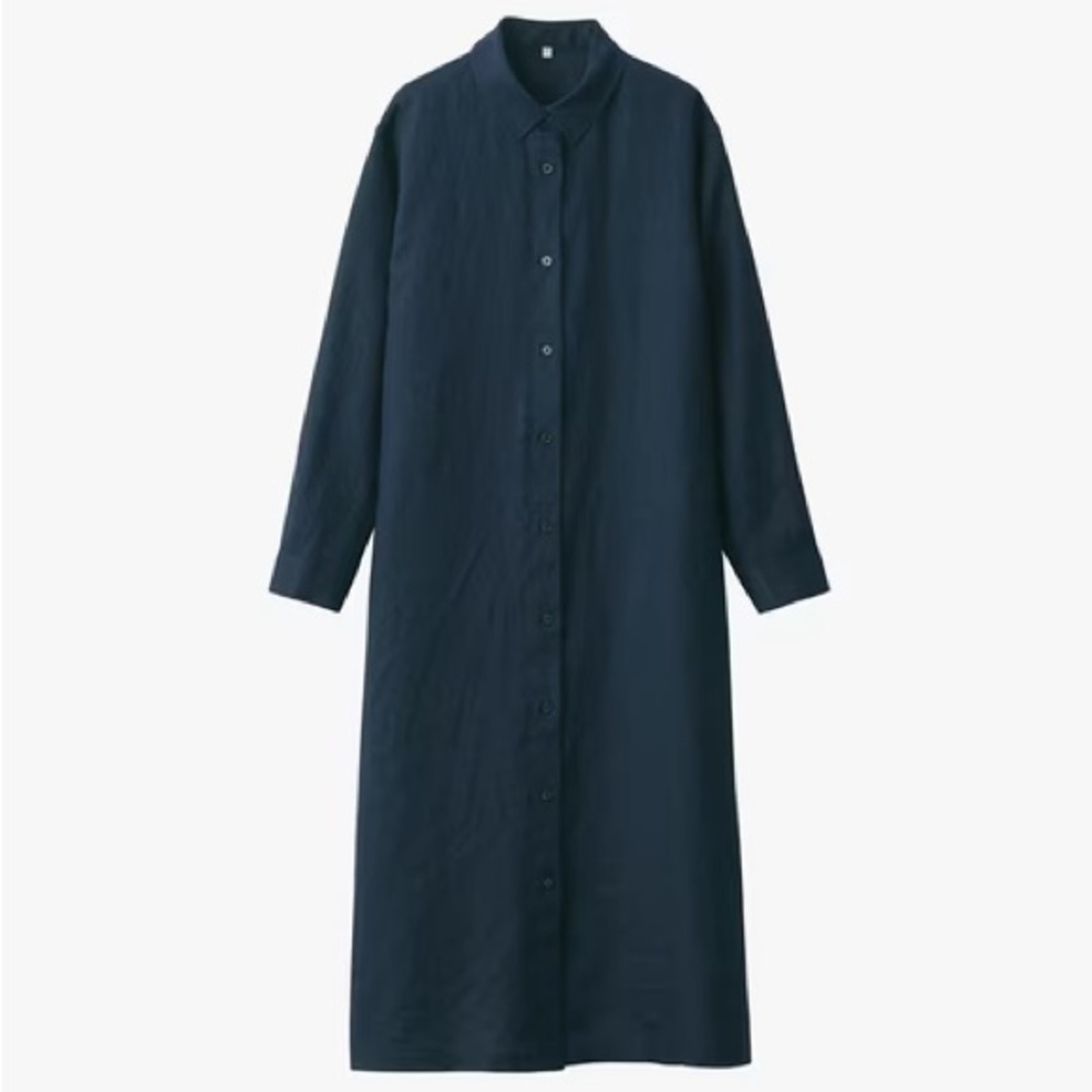MUJI- Linen Button-Down Shift Dress- Medium